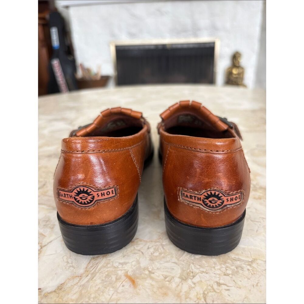 Earth Shoe Gelron 2000 Leather Loafers Buckle & Fringe Detail Classic Comfort - Picture 8 of 13